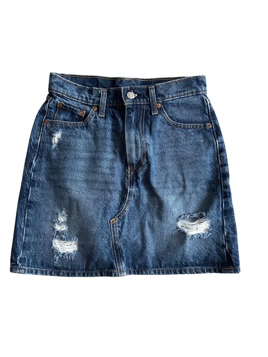 Levi's Dresses & Skirts - Levis Women's Sz 26 Distressed Denim Skirt High-Waisted Casual Blue Jeans